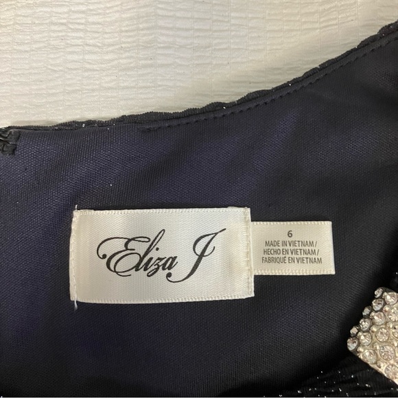 Eliza J Cocktail Dress Black with Mtalic Sparkle size 6 - Picture 7 of 9